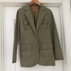 Tory Burch Army Green Military Style Jacket Size 6